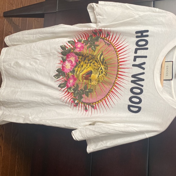 Gucci Hollywood Embroidered T-Shirt  Off White Authentic - Picture 3 of 10